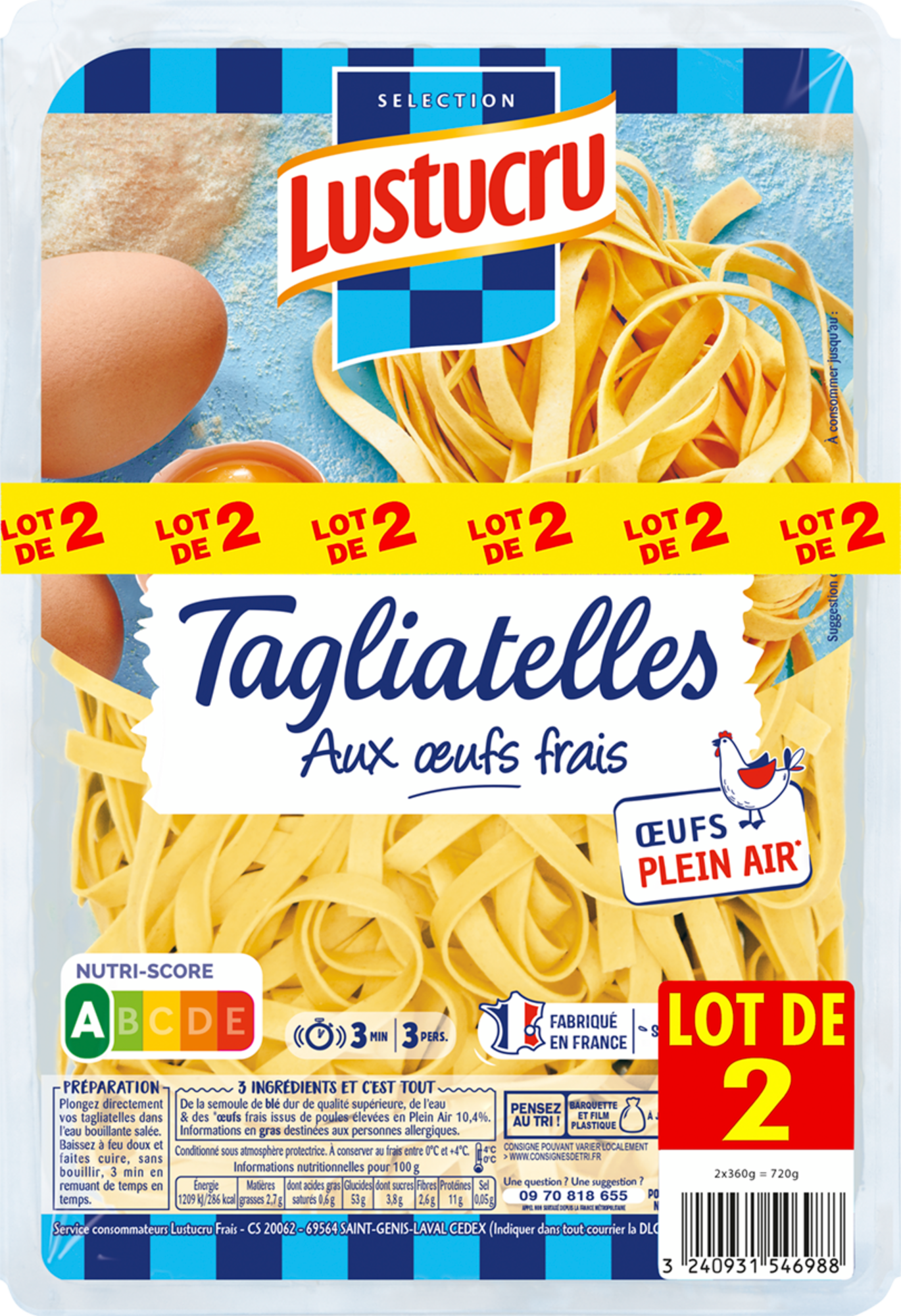 Le lot de 2 Tagliatelles aux œufs frais
