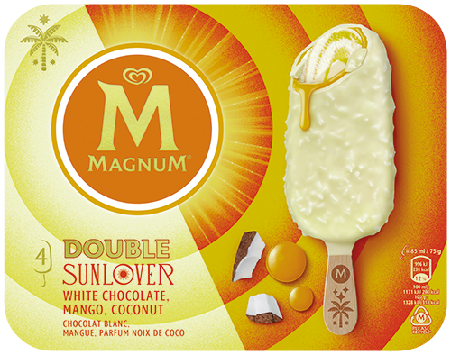 4 BÂTONNETS GLACÉS DOUBLE SUNLOVER CHOCOLAT BLANC MANGUE COCO