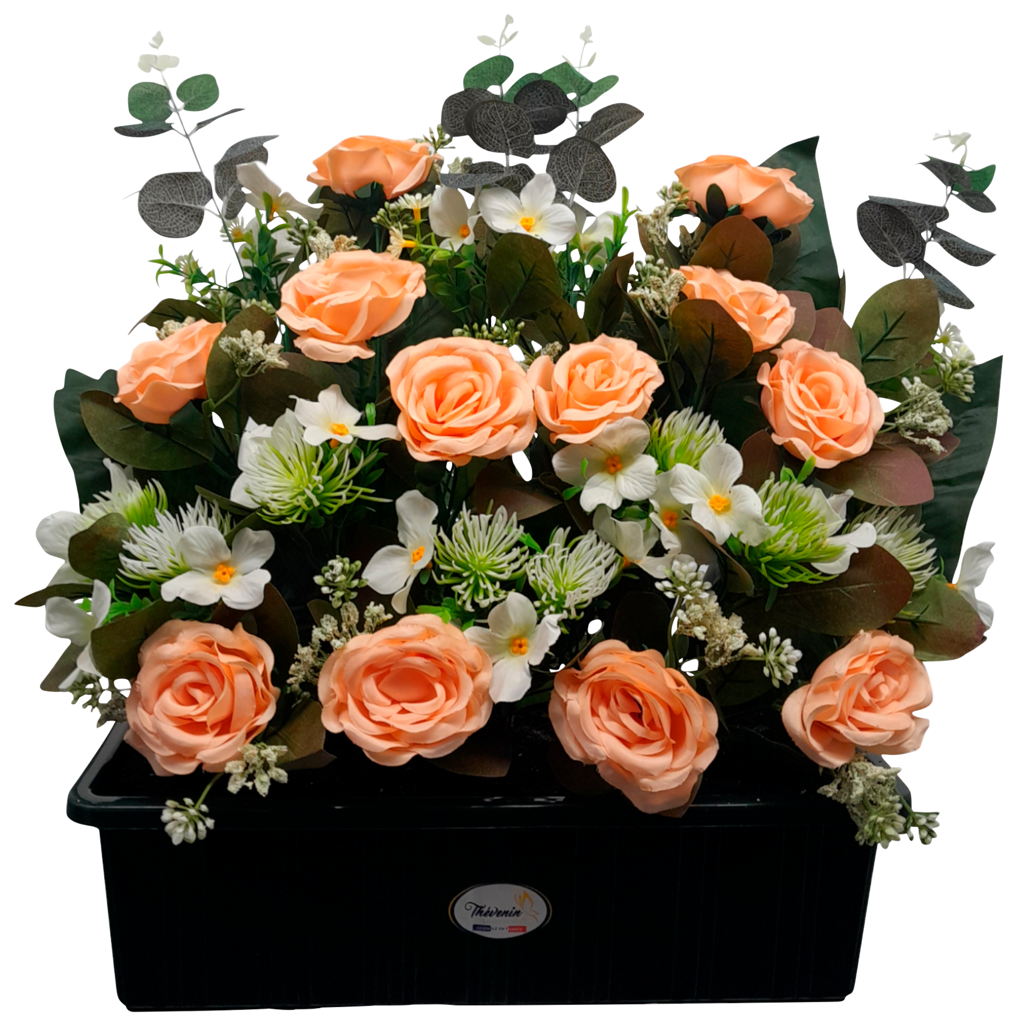 JARDINIERE DE GRAMINEES BOUTONS ET EUCALYPTUS