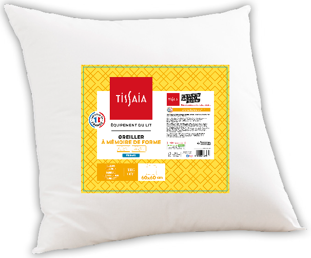 OREILLER MÉMOIRE DE FORME 60X60 CM OU 45X70 CM