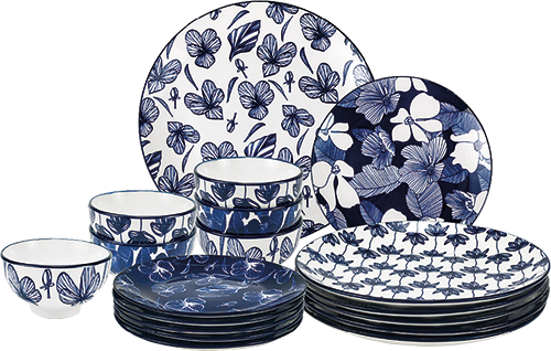 SERVICE DE TABLE 18 PIÈCES MIX AND MATCH BLEU - COLLECTION ADELE