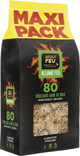 80 ROULEAUX DE LAINE DE BOIS ORIGINE NATURELLE ALLUME FEU