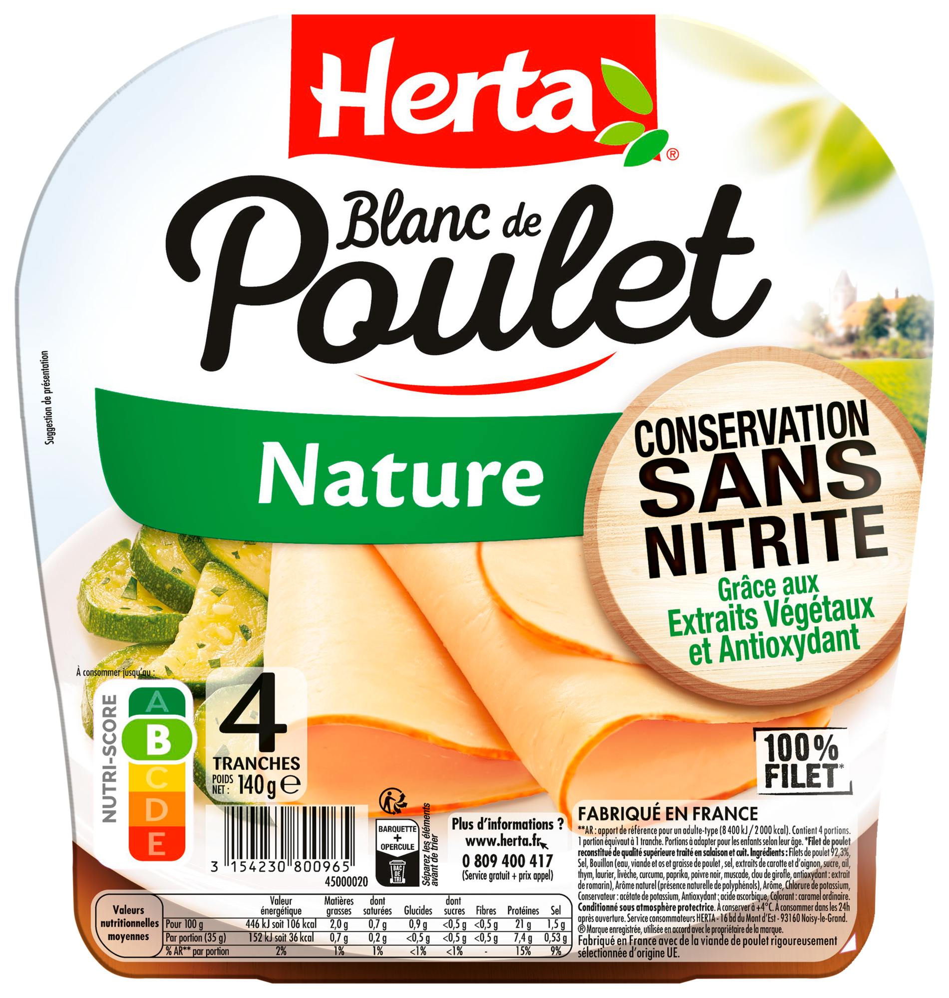 SUR LES PRODUITS PRÉSENTS EN MAGASIN DE LA GAMME BLANC DE POULET SANS NITRITE HERTA