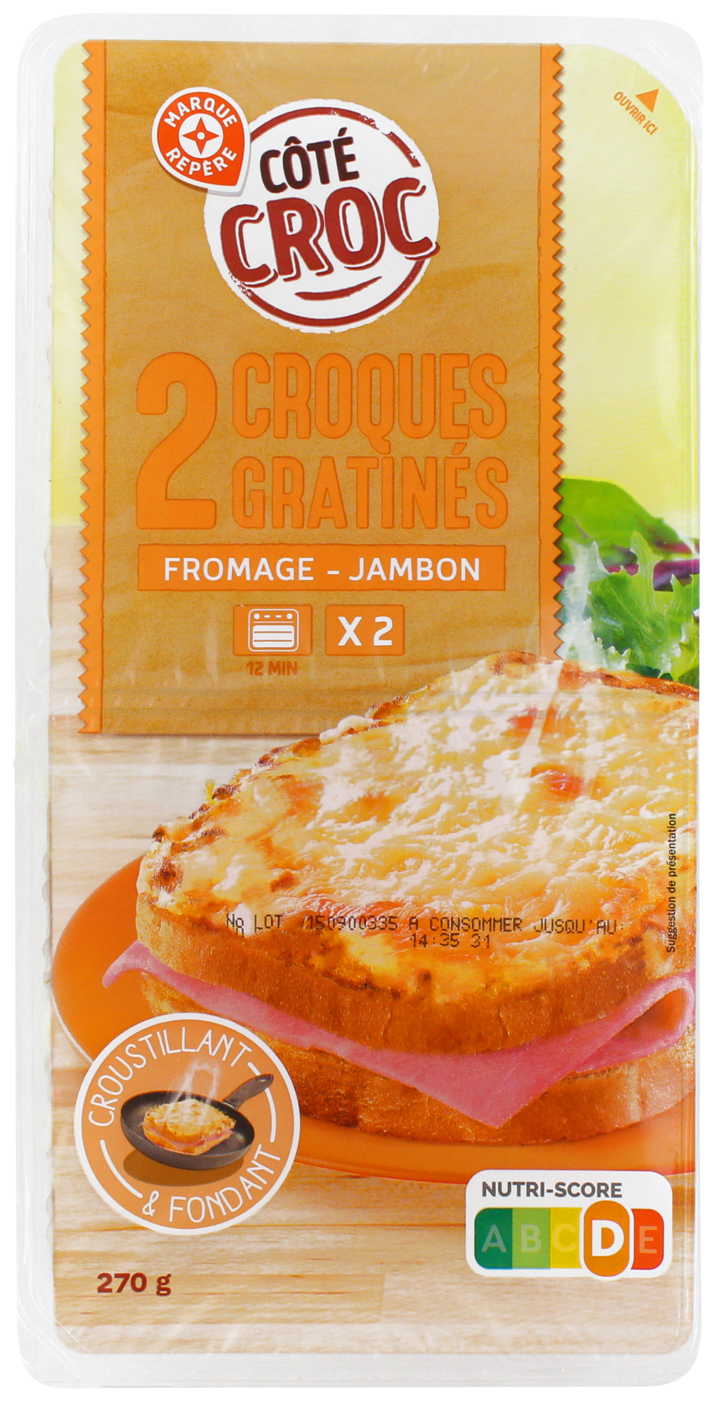 2 CROQUES MONSIEUR GRATINÉS JAMBON FROMAGE