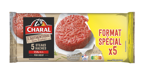 5 STEAKS HACHÉS 15% MAT.GR. AUTHENTIQUE FAÇON BOUCHÈRE