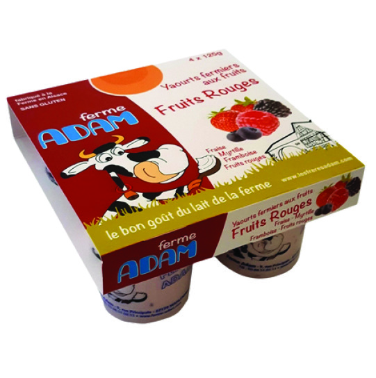 YAOURT FERMIERAUX FRUITS ROUGES X4