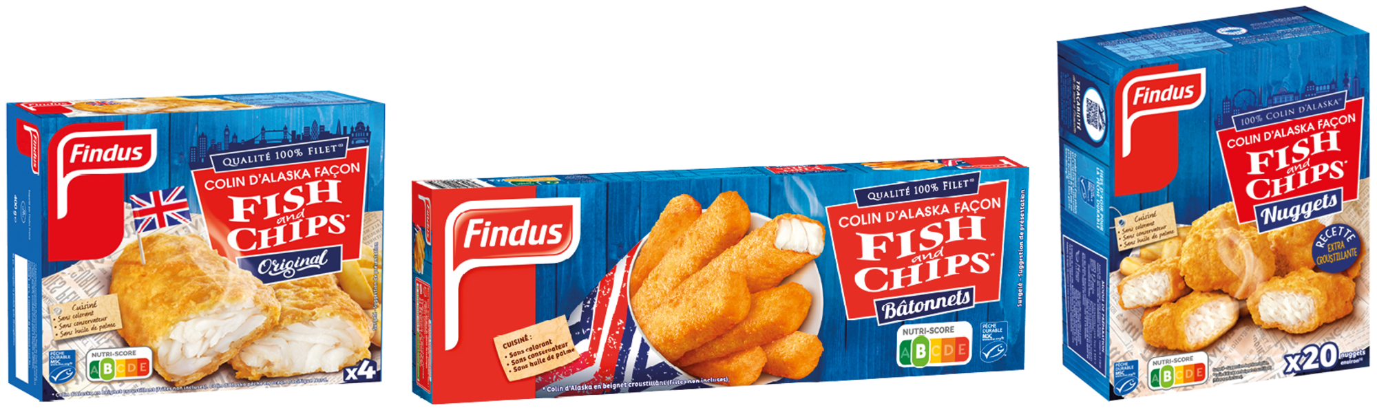 SUR LES PRODUITS PRÉSENTS EN MAGASIN DE LA GAMME FISH AND CHIPS DE "FINDUS"