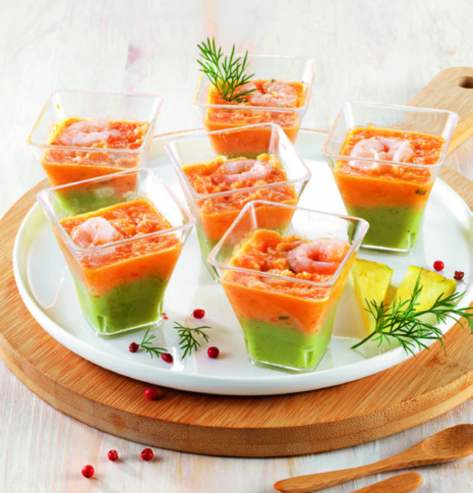 6 VERRINES AVOCAT CREVETTES
