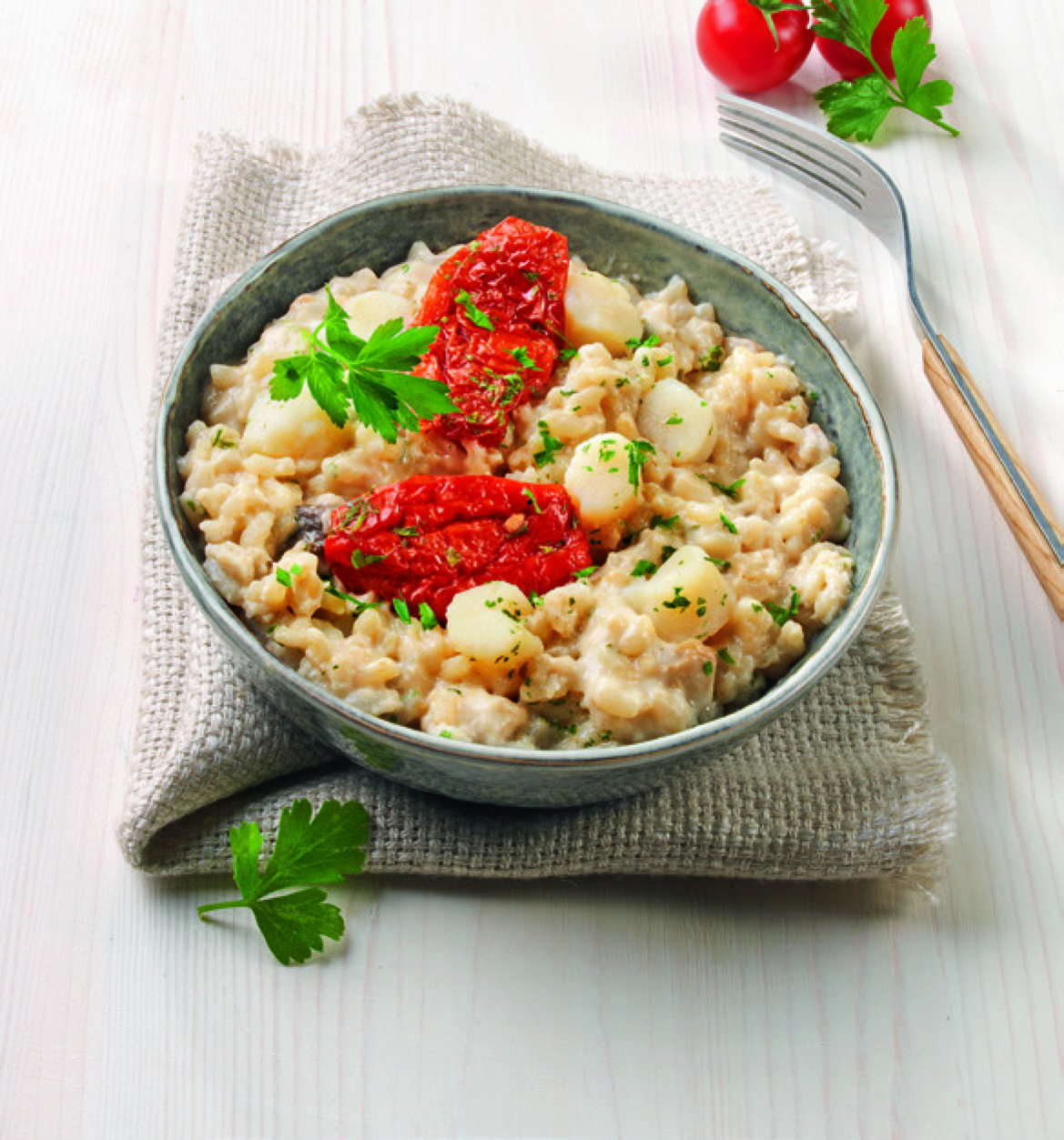 RISOTTO AUX NOIX DE ST-JACQUES* ET CHAMPIGNONS