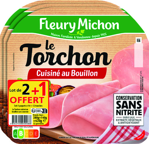 LE TORCHON JAMBON CUIT SUPÉRIEUR CUISINÉ AU BOUILLON SANS COUENNE