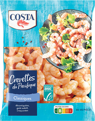 CREVETTES DU PACIFIQUE CLASSIQUES ASC SURGELÉES