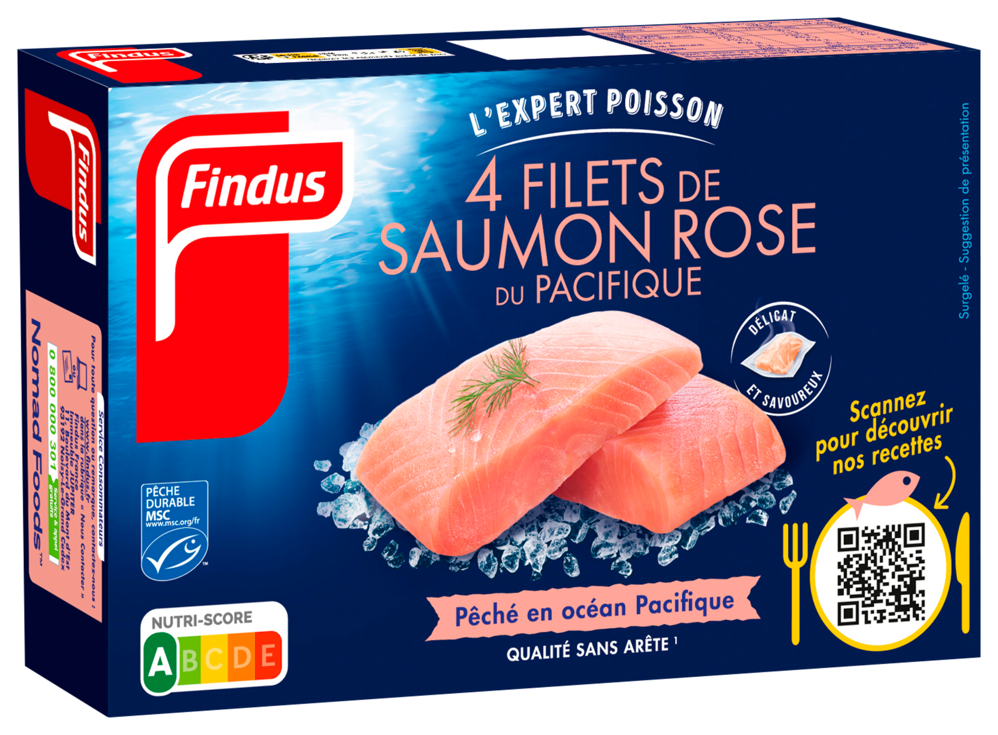 4 filets de saumon rose du Pacifique MSC surgelés