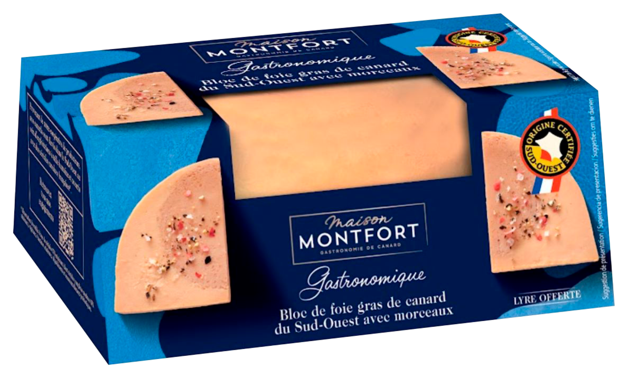 BLOC DE FOIE GRAS DE CANARD DU SUD-OUEST AVEC 30% DE MORCEAUX IGP - LYRE OFFERTE