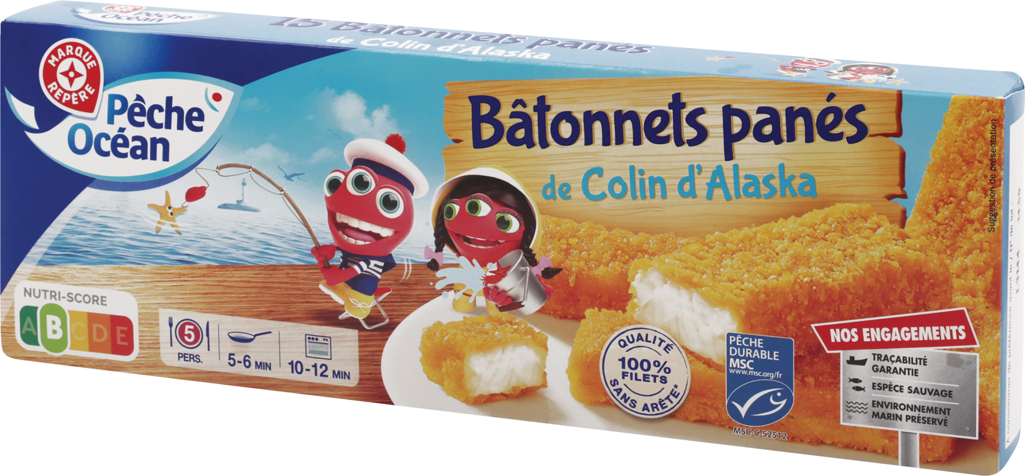 15 BÂTONNETS PANÉS DE COLIN D'ALASKA MSC SURGELÉS