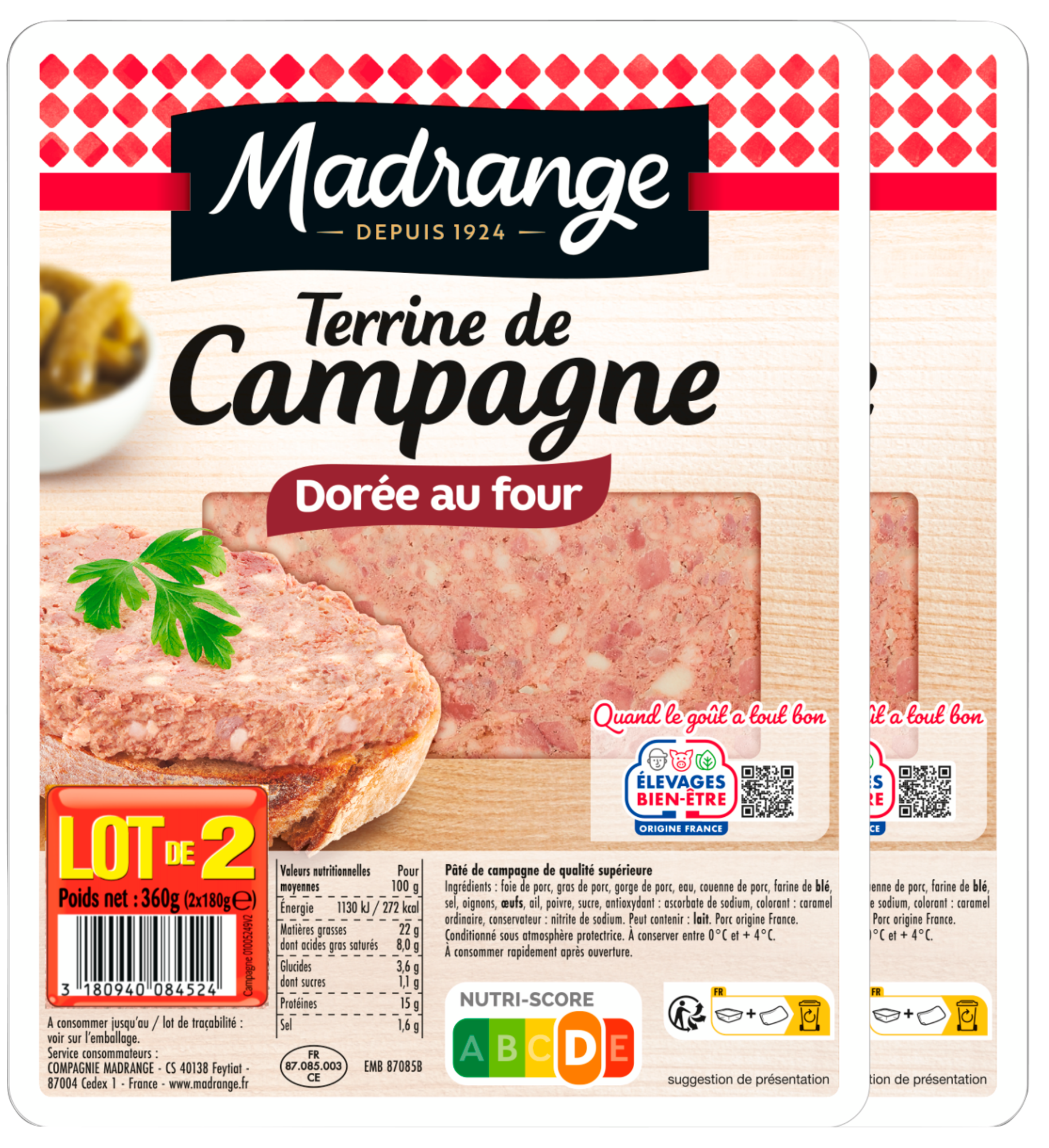 Lot de 2 terrines de campagne