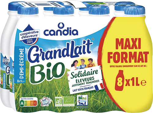 GRANDLAIT UHT BIO DEMI-ÉCRÉMÉ MAXI FORMAT