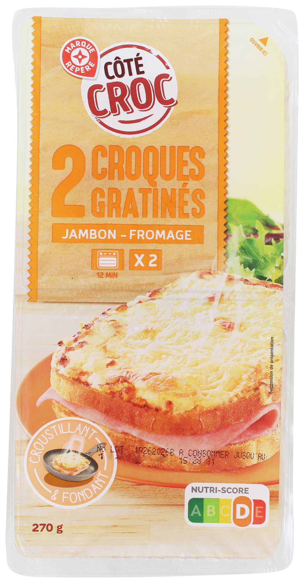 2 CROQUES GRATINÉS JAMBON FROMAGE