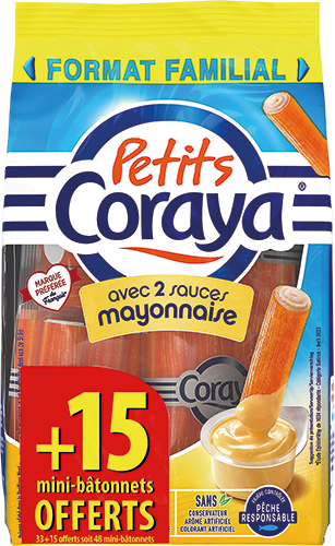 MINI-BÂTONNETS DE SURIMI AVEC 2 SAUCES MAYONNAISE