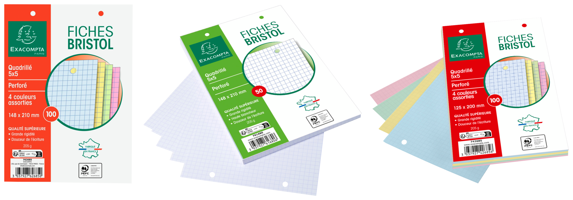 SUR LES PRODUITS PRÉSENTS EN MAGASIN DE LA GAMME DE FICHES BRISTOL "EXACOMPTA"