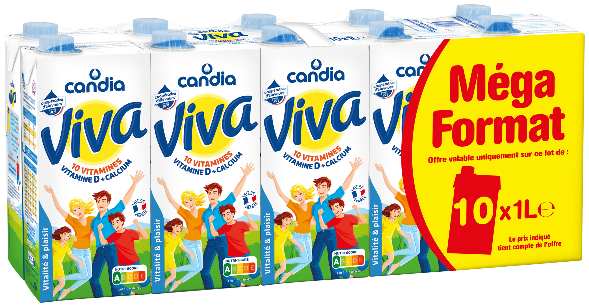 Lait uht viva 10 vitamines méga format