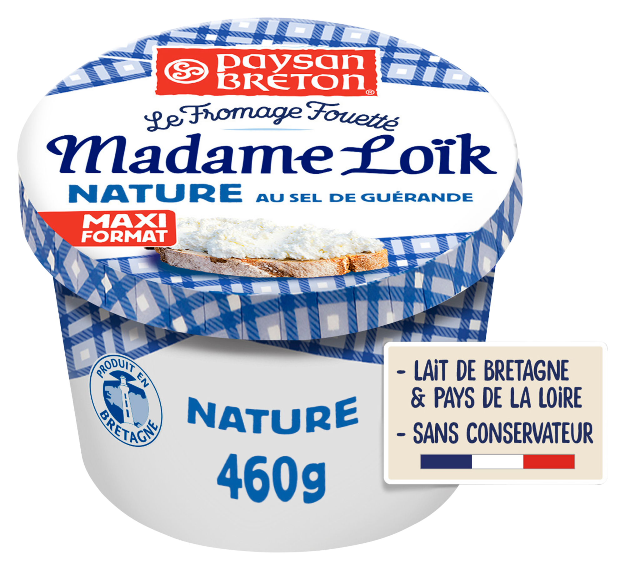 Le Fromage fouetté Madame Loïk Nature au sel de guérande 24% Mat.Gr. Maxi format 