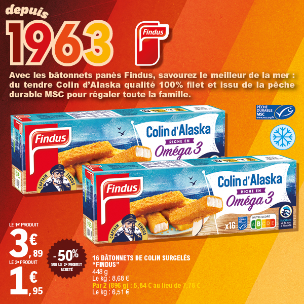 16 BÂTONNETS DE COLIN SURGELÉS