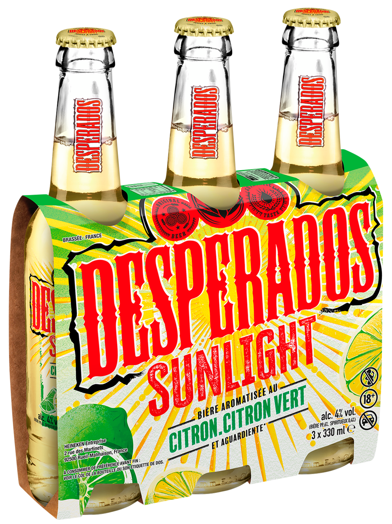 BIÈRE AROMATISÉE À UN SPIRITUEUX À BASE D'AGAVE CITRON CITRON VERT SUNLIGHT