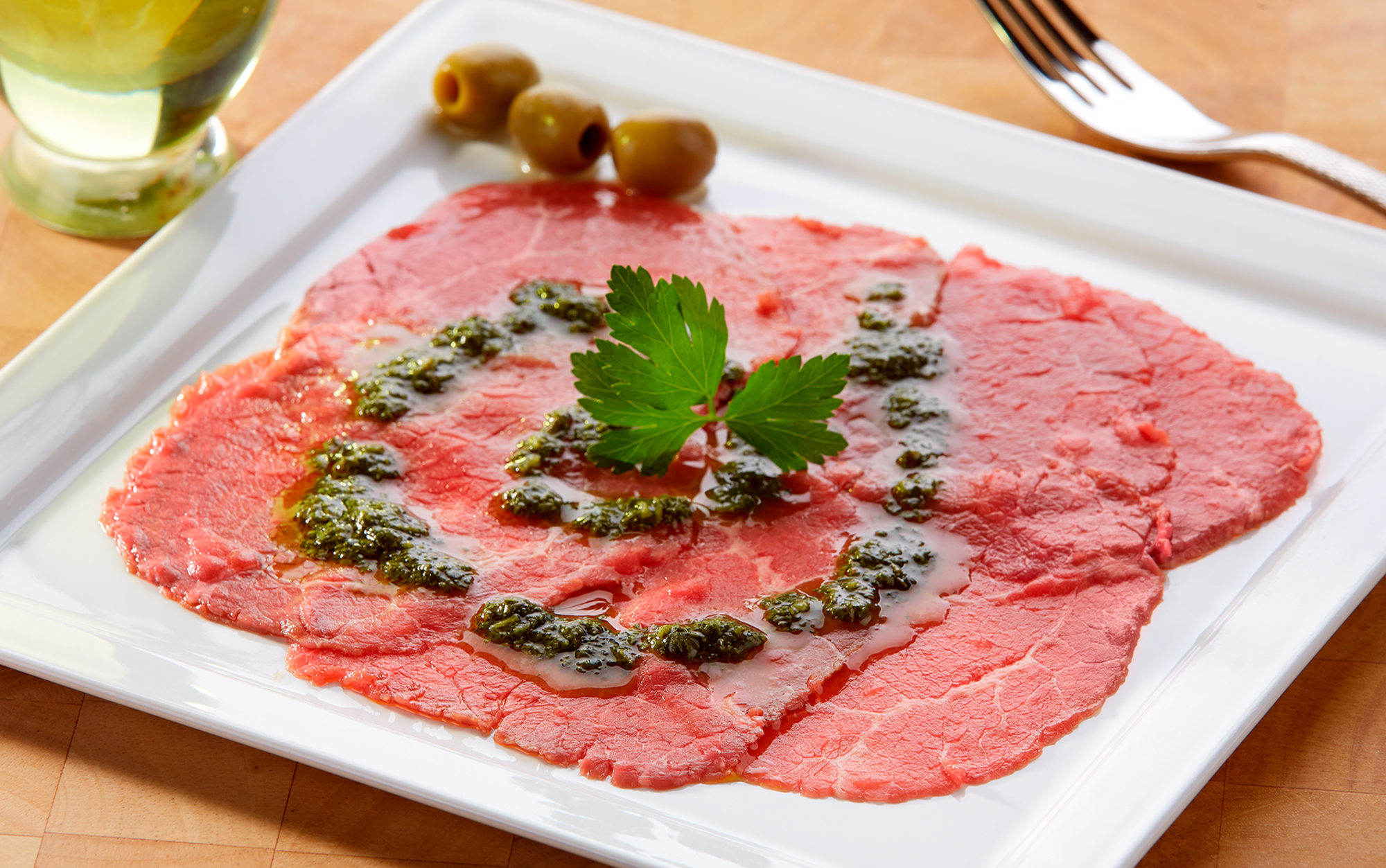 Carpaccio marinade huile d'olive & basilic