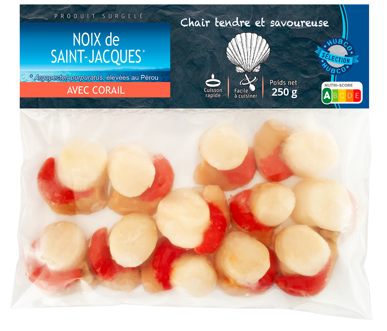 NOIX DE SAINT-JACQUES AVEC CORAIL SURGELÉES**