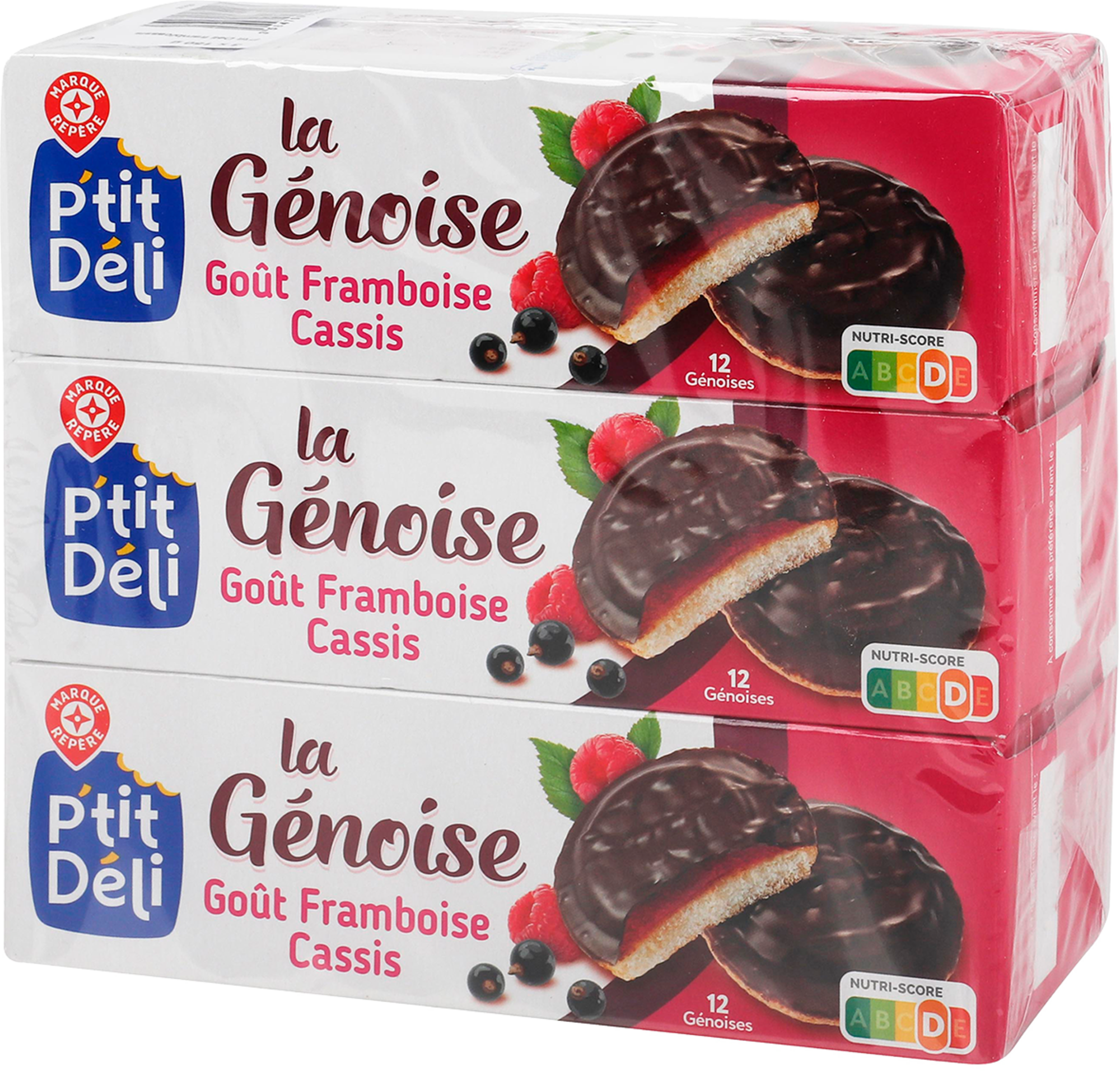 GÉNOISES FRAMBOISE CASSIS LOT DE 3