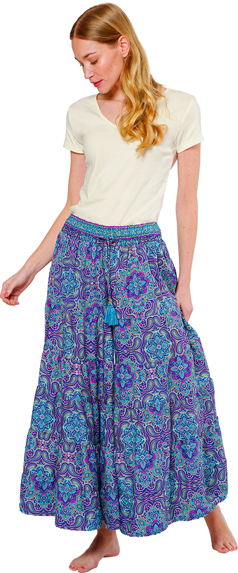PANTALON IMPRIMÉ LARGE
TOUCHER SOIE
