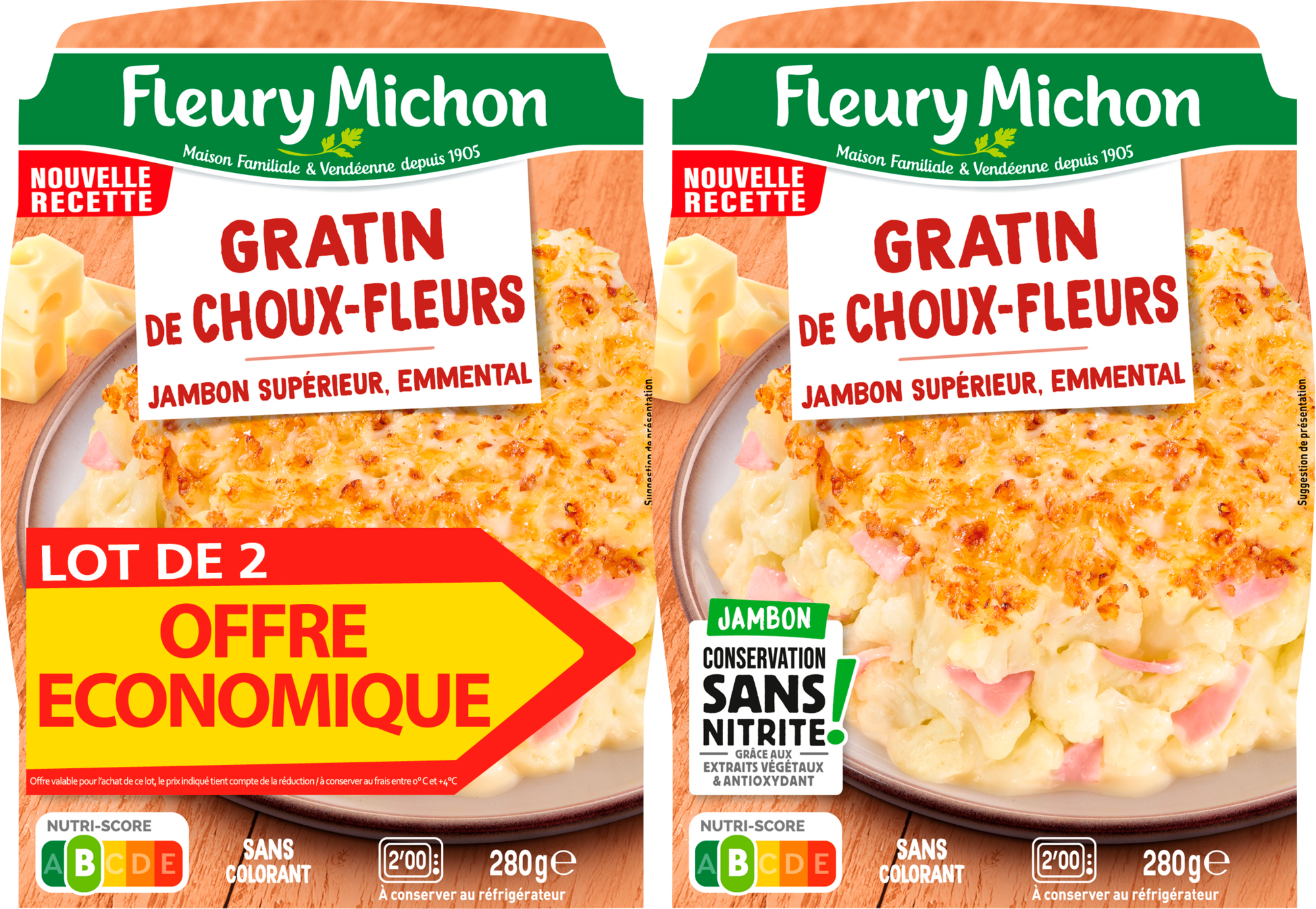 Lot de 2 Gratins de choux fleurs