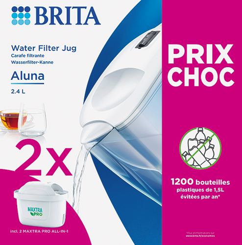 CARAFE FILTRANTE ALUNA BLANCHE 2,4 L + 2 CARTOUCHES
