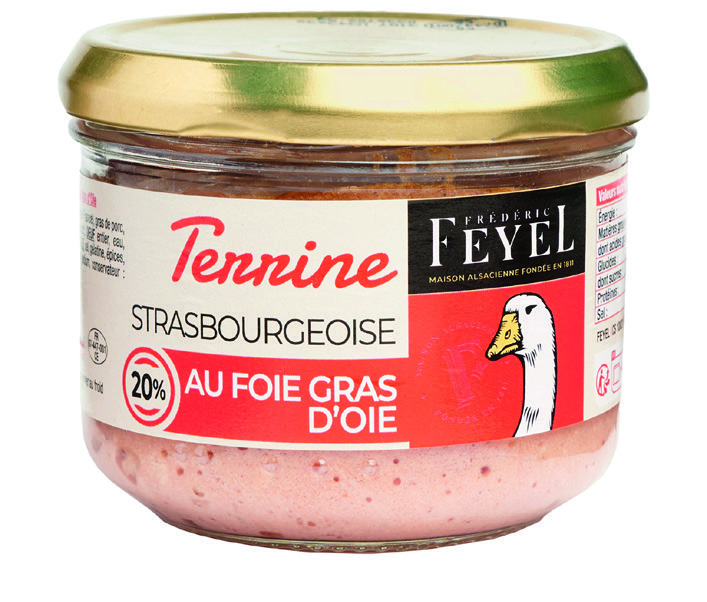 TERRINE STRASBOURGEOISE AU GEWURZTRAMINER 20% DE FOIE GRAS D’OIE