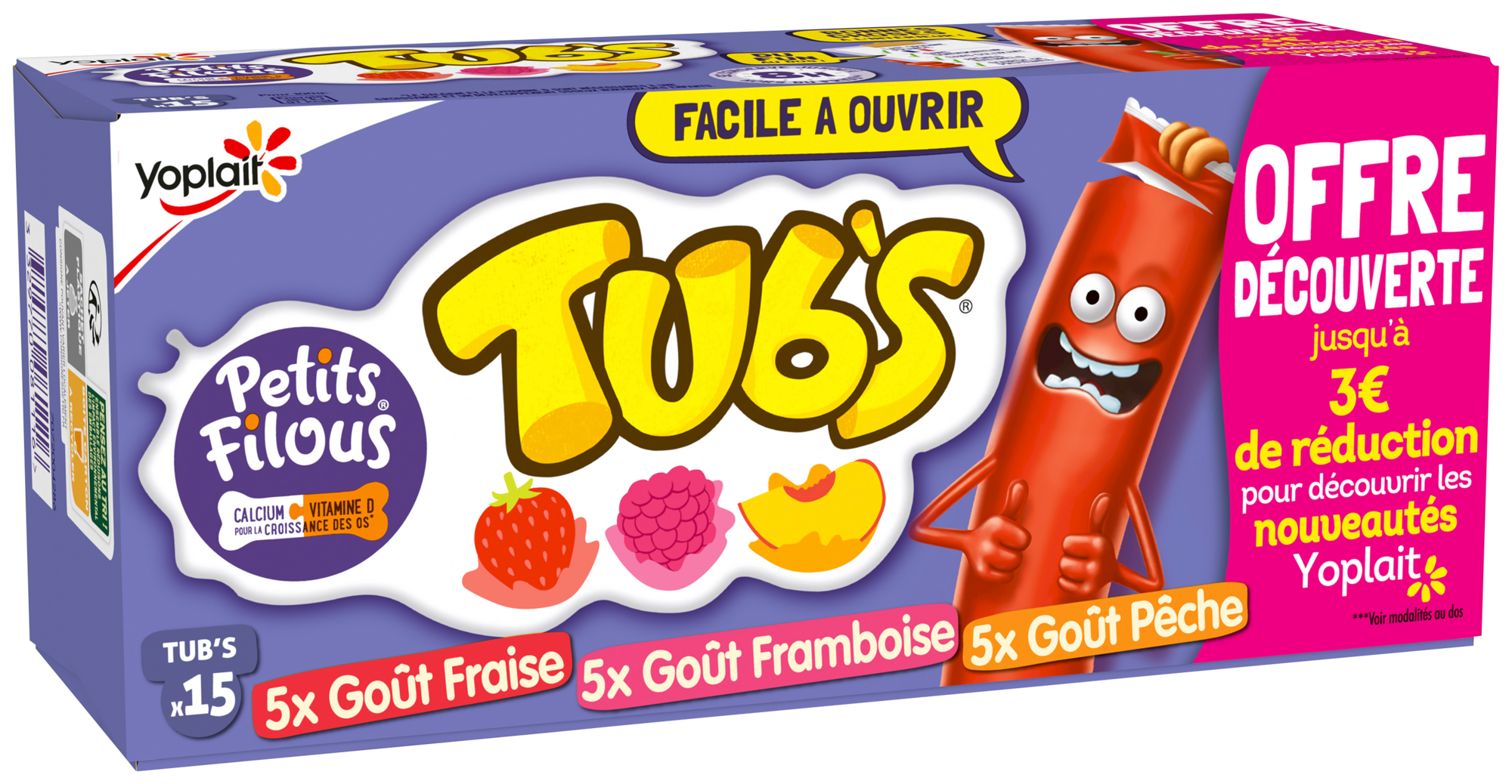 Petits filous Tub's Fraise, framboise, pêche