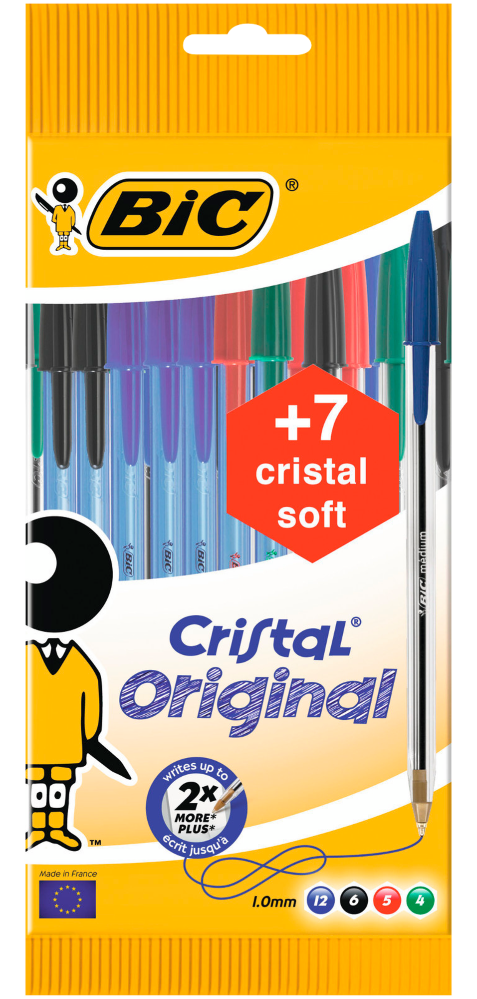 20 stylos bille "cristal original" + 7 "cristal soft"