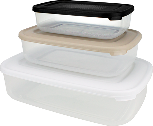 LOT DE 3 BOÎTES RECTANGULAIRES ALIMENTAIRES EN PLASTIQUE