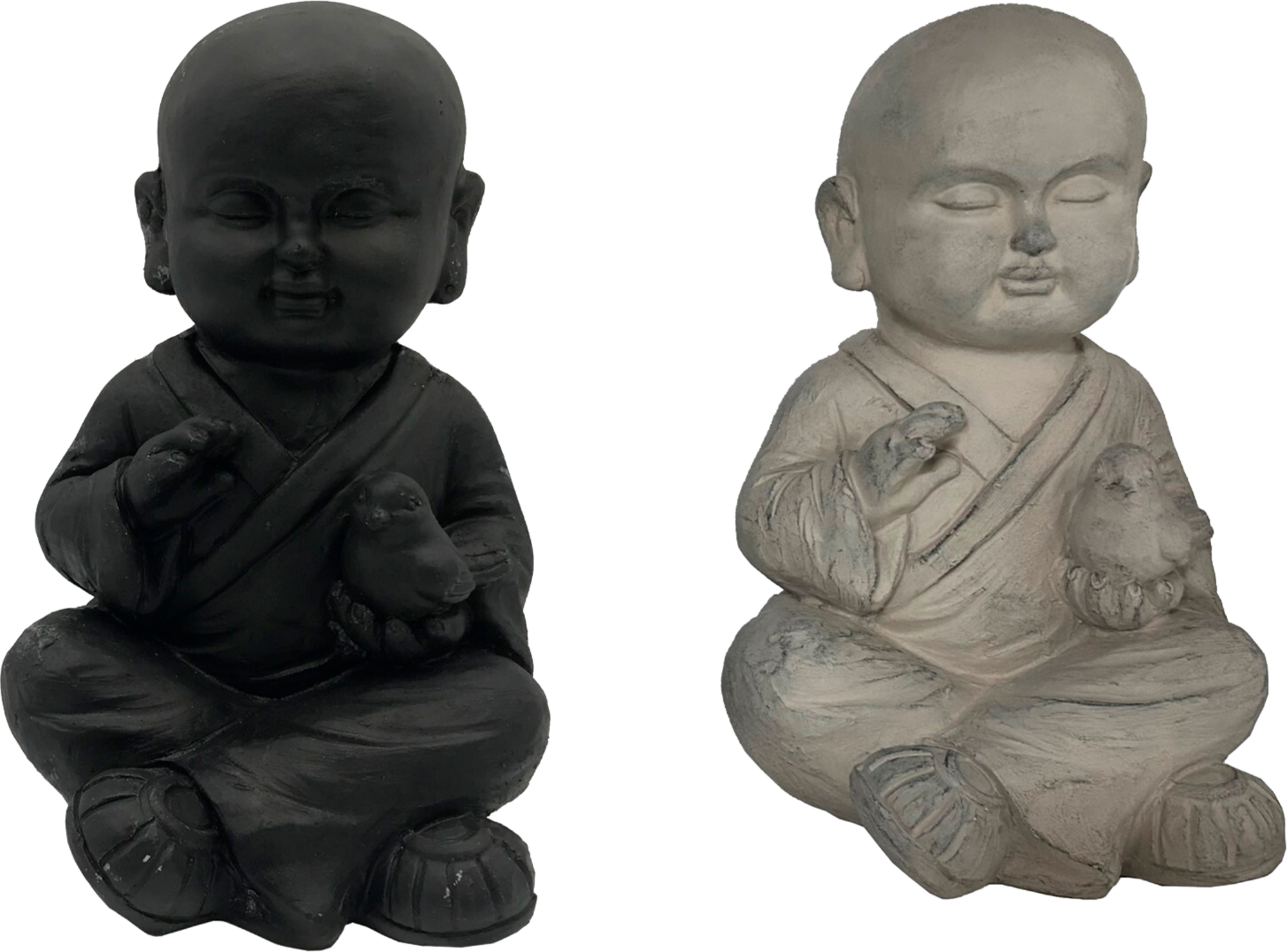 MOINE ENFANT AVEC OISEAU