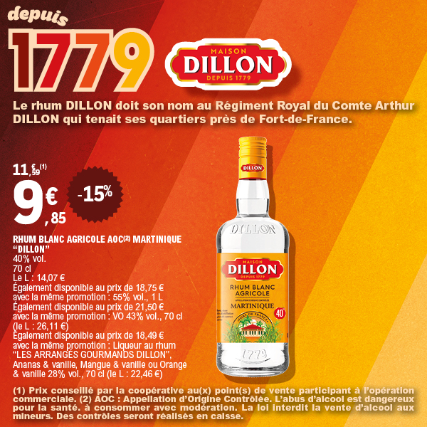 RHUM BLANC AGRICOLE AOC(1) MARTINIQUE