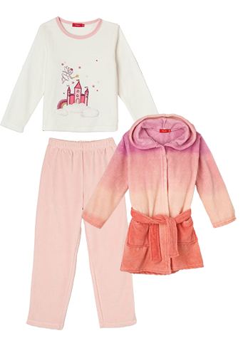 PYJAMA VELOURS + ROBE DE CHAMBRE PELUCHE ENFANT