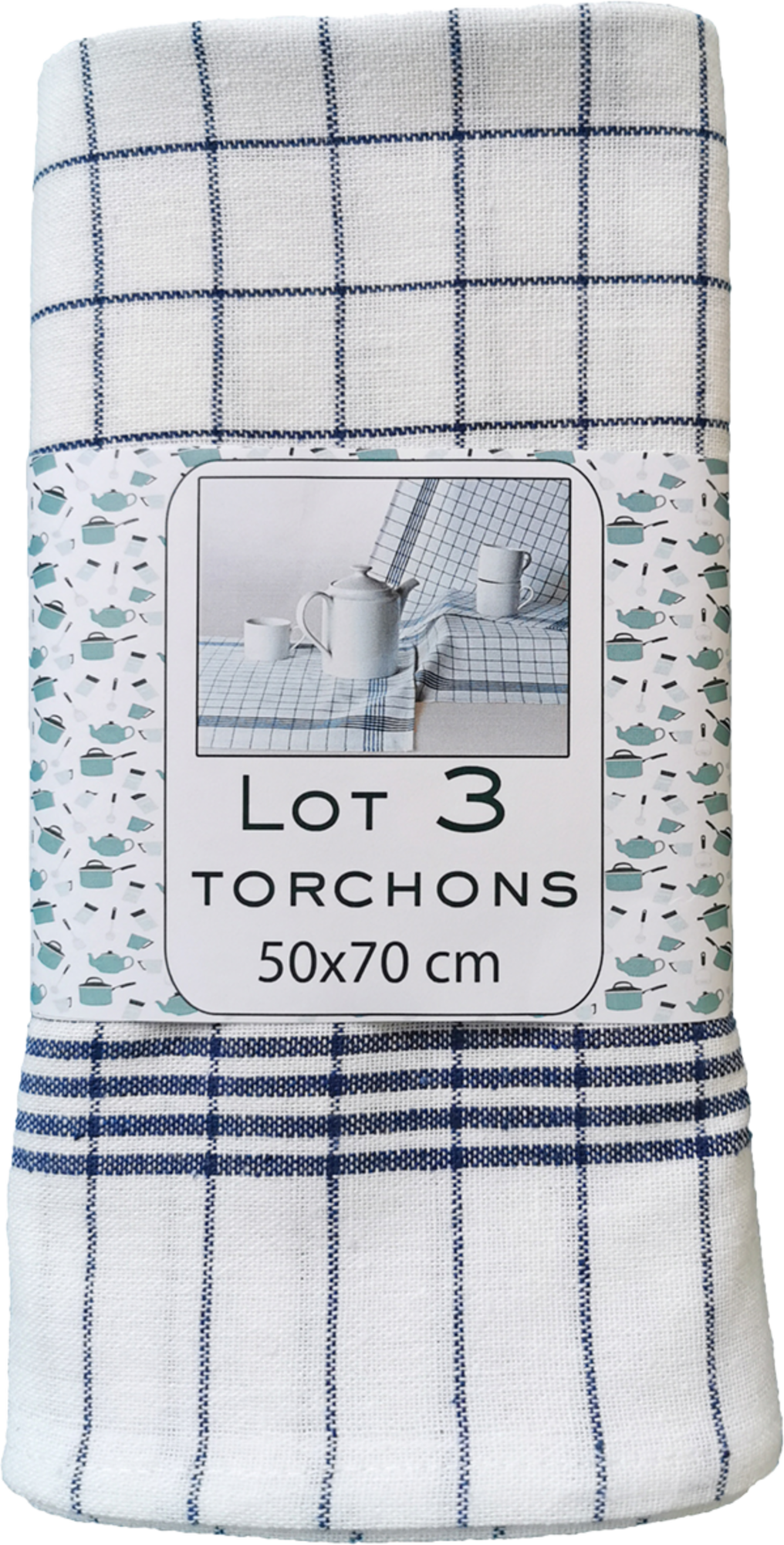 LOT DE 3 TORCHONS 50X70 CM