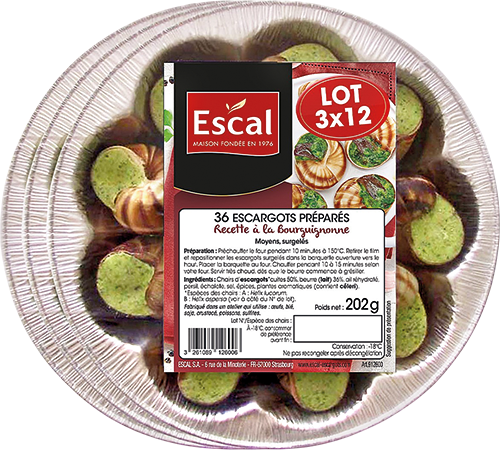 36 ESCARGOTS PRÉPARÉS RECETTE À LA BOURGUIGNONNE  SURGELÉS