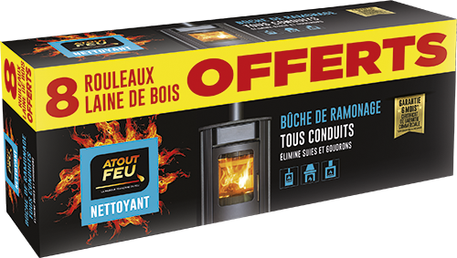 BÛCHE DE RAMONAGE + 8 ROULEAUX LAINE DE BOIS OFFERTS