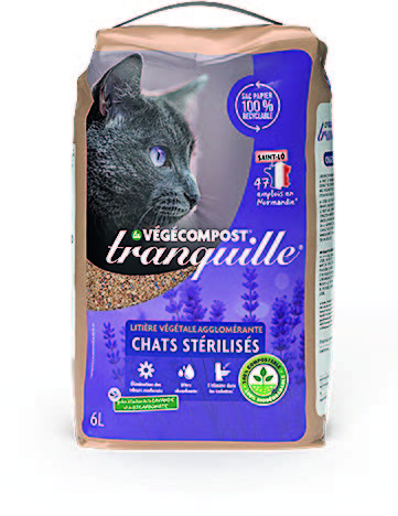 LITIÈRE VÉGÉTALE AGGLOMÉRANTE CHAT STÉRILISÉ VÉGÉCOMPOST