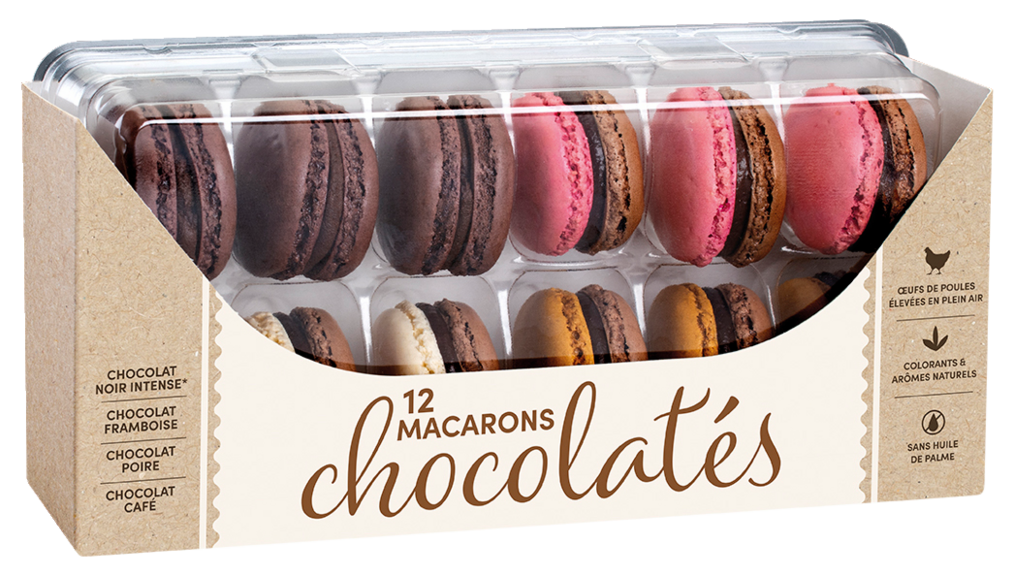 12 macarons chocolatés