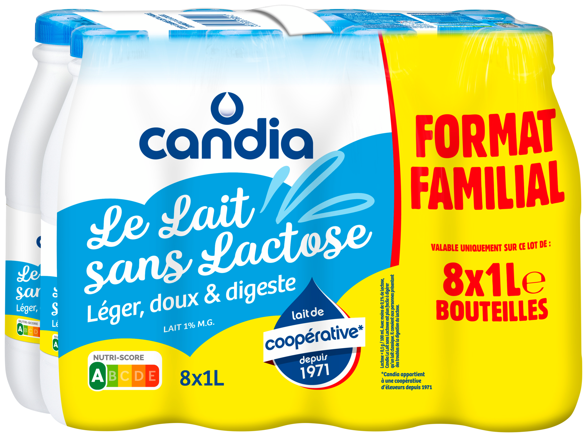Lait uht sans lactose Léger, doux & digeste 1% Mat. Gr. format familial