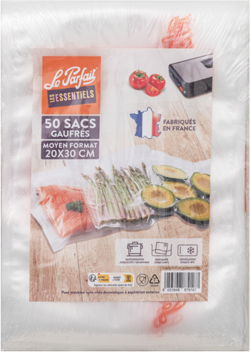 LOT DE 50 SACS DE CONSERVATION SOUS VIDE GAUFRÉS 20 X 30