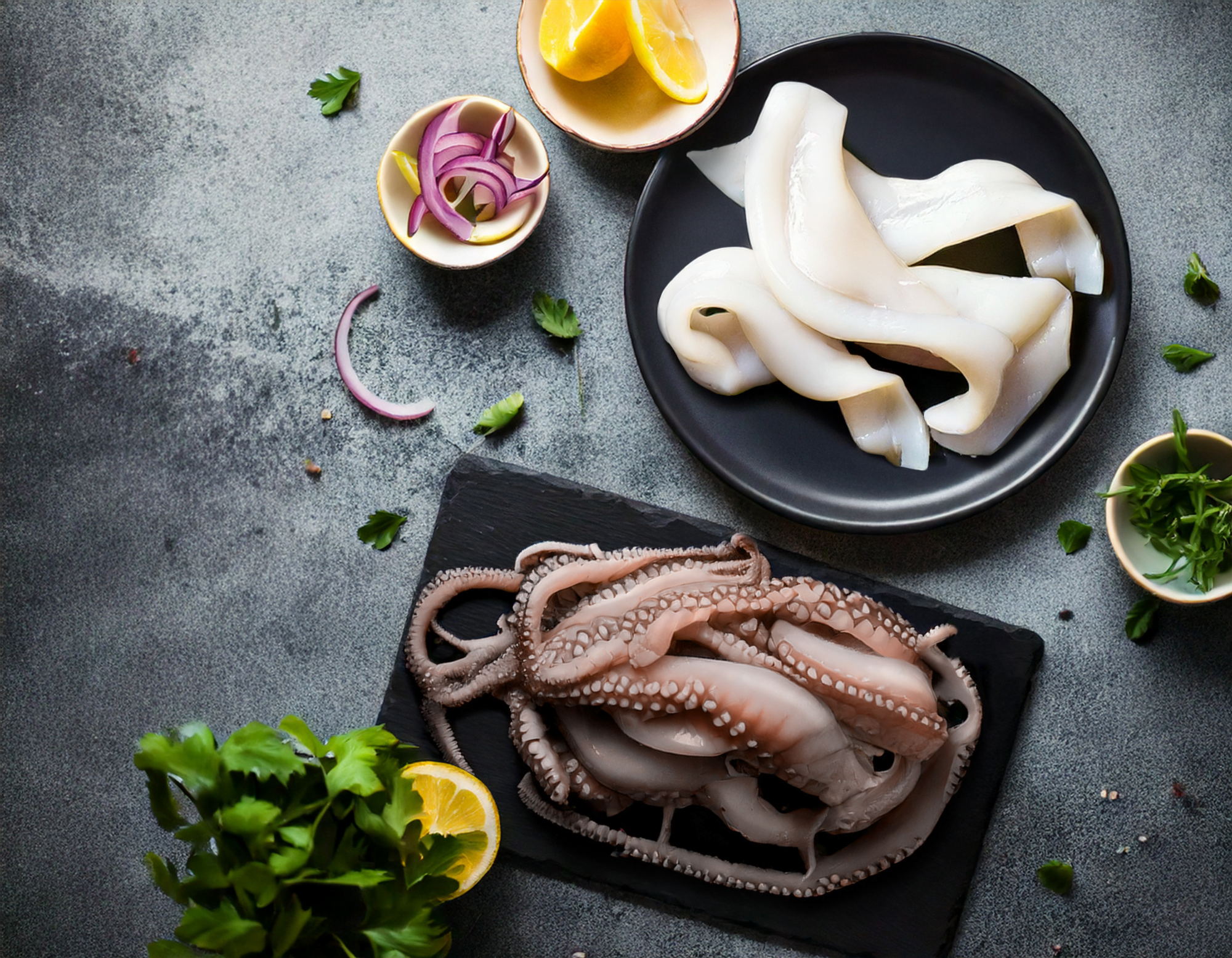 Lamelle ou tentacule d'encornet géant décongelé saumure