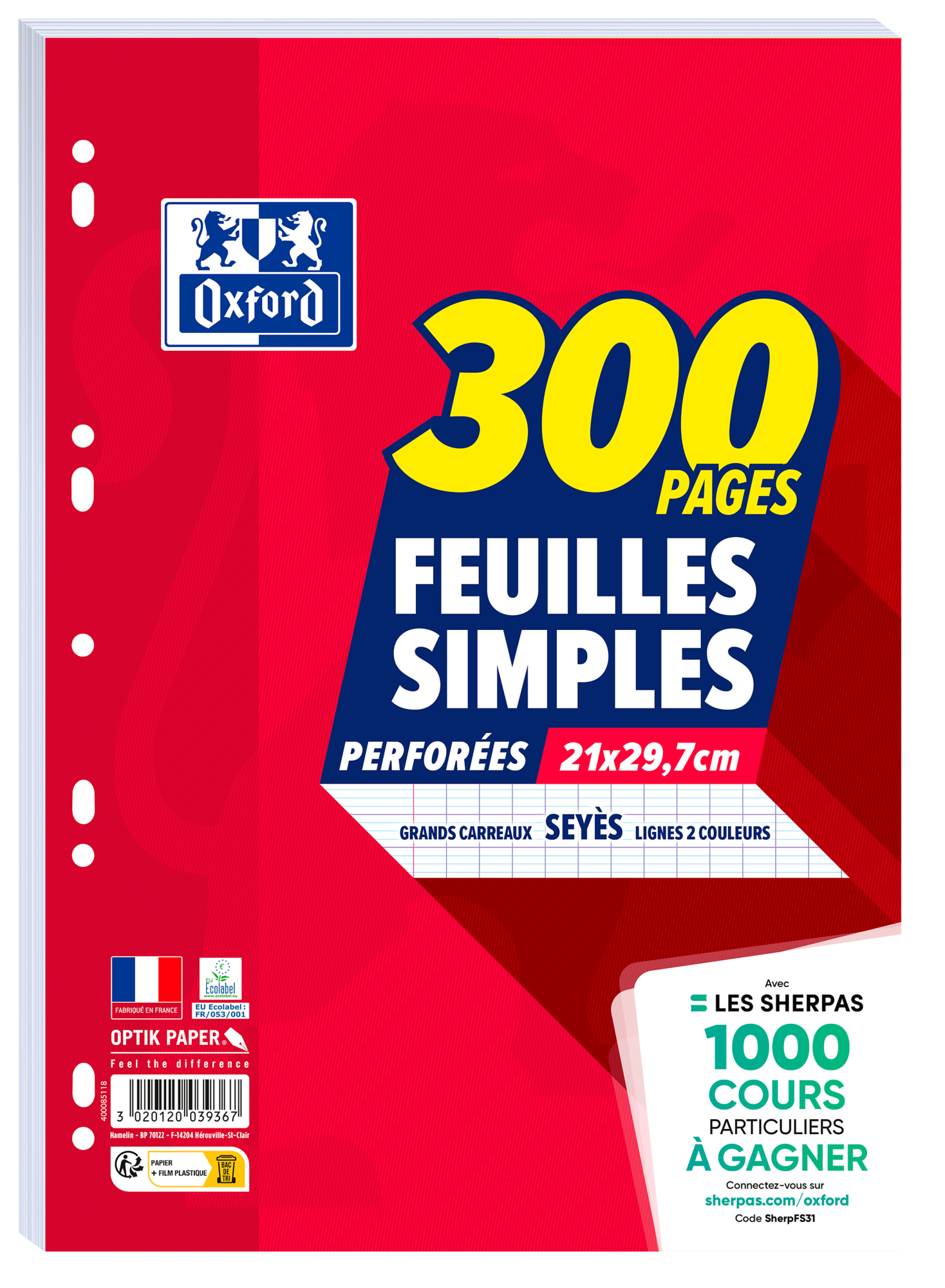 300 PAGES FEUILLES SIMPLES PERFORéES 