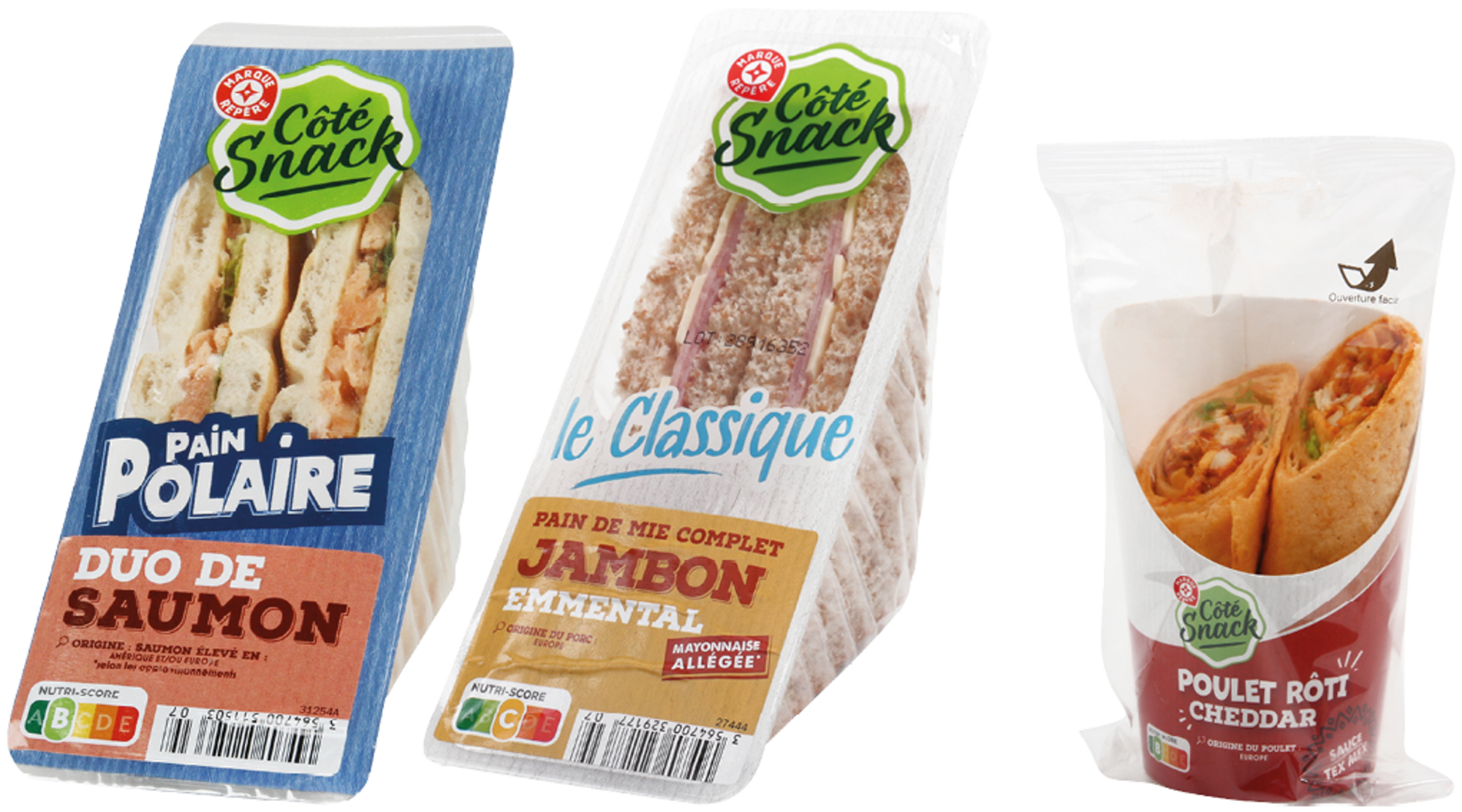 SUR LES PRODUITS PRÉSENTS EN MAGASIN DE LA GAMME SANDWICH "CÔTÉ SNACK"